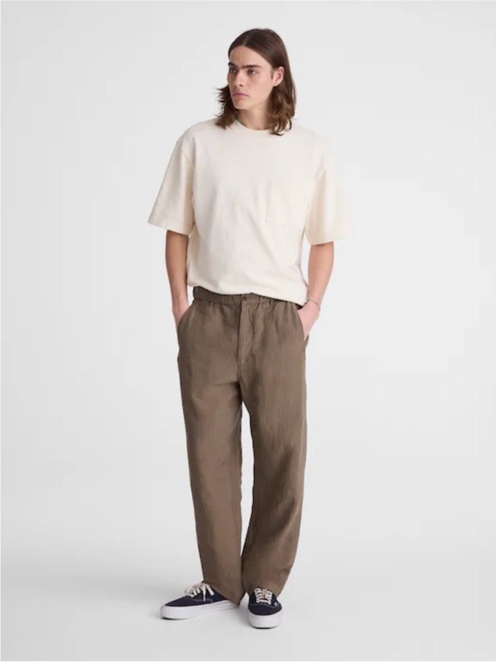 Madewell Pull-On Pant in Linen Olive Mens Size Medium quiet luxury minimalist